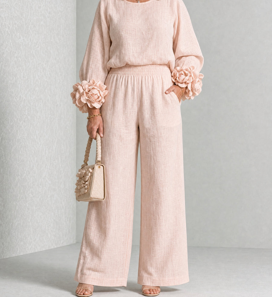 Rosalie | Ensemble deux pièces à poignets fleuris