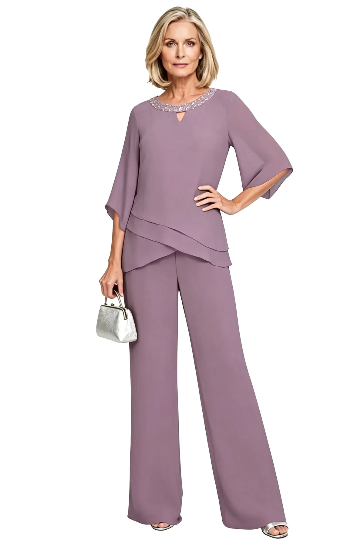 Ensemble pantalon habillé chic à coupe ample