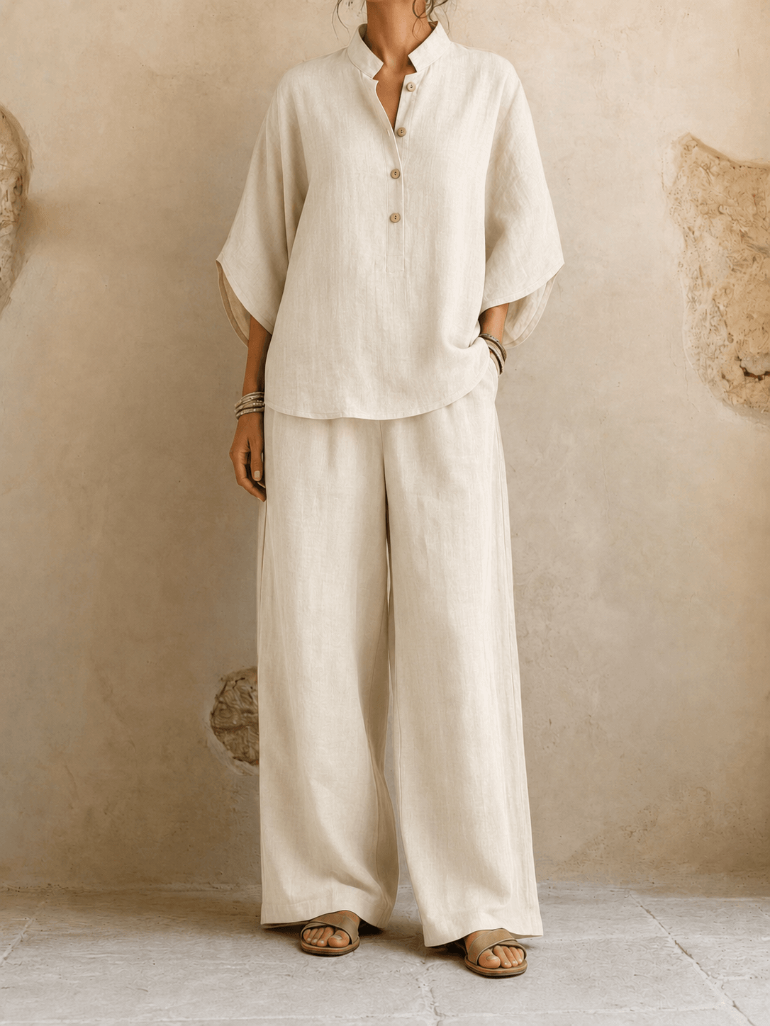 Maribel | Ensemble à manches chauve-souris et pantalon à jambes larges