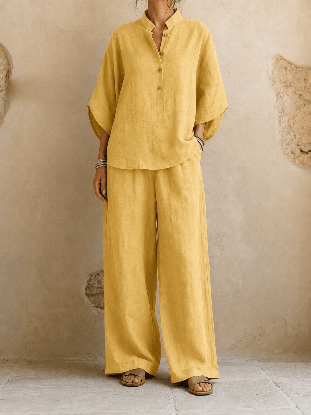Maribel | Ensemble à manches chauve-souris et pantalon à jambes larges